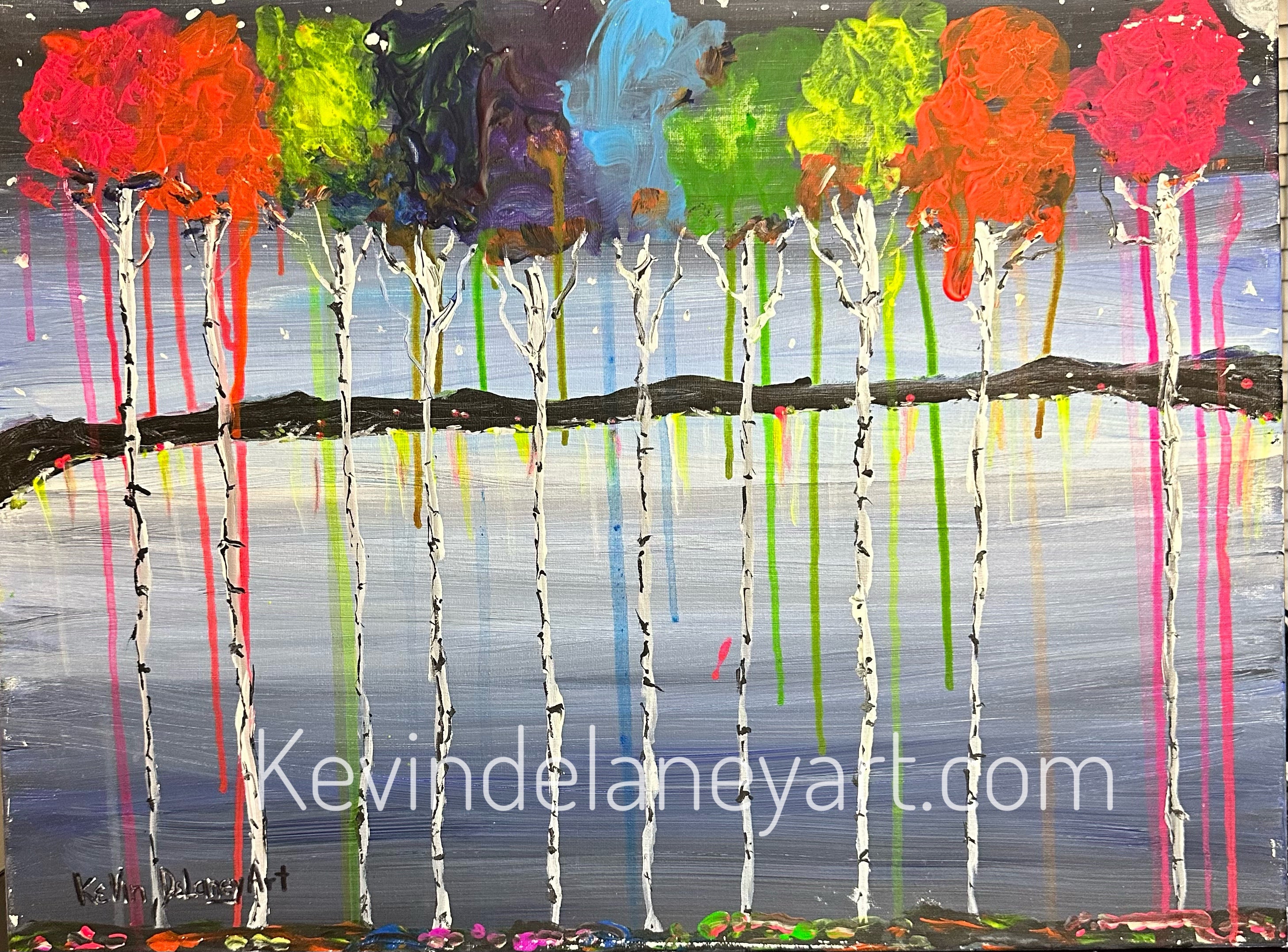 114 Birch Trees Brilliant Fall 18x24